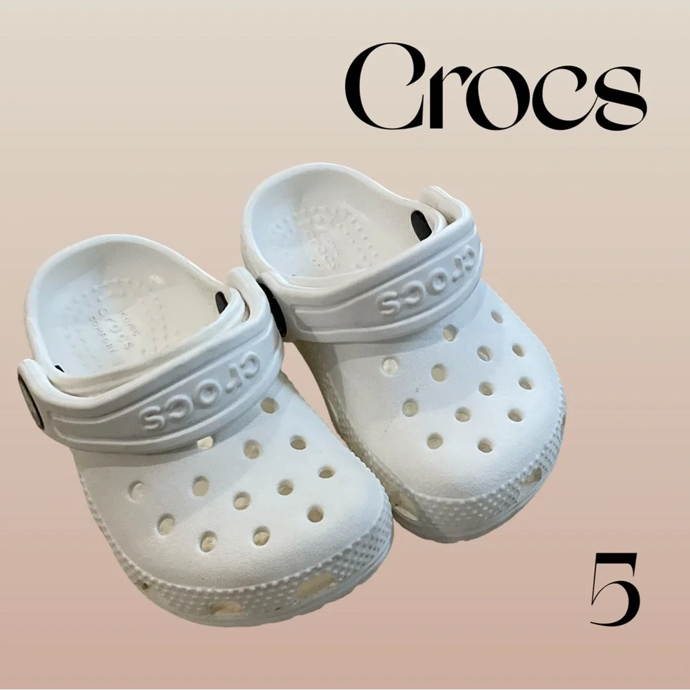 White Crocs Toddler Size 5 Slip-On Shoes Excellent for Daycare & Summer 👶☀️ - Picture 1 of 6